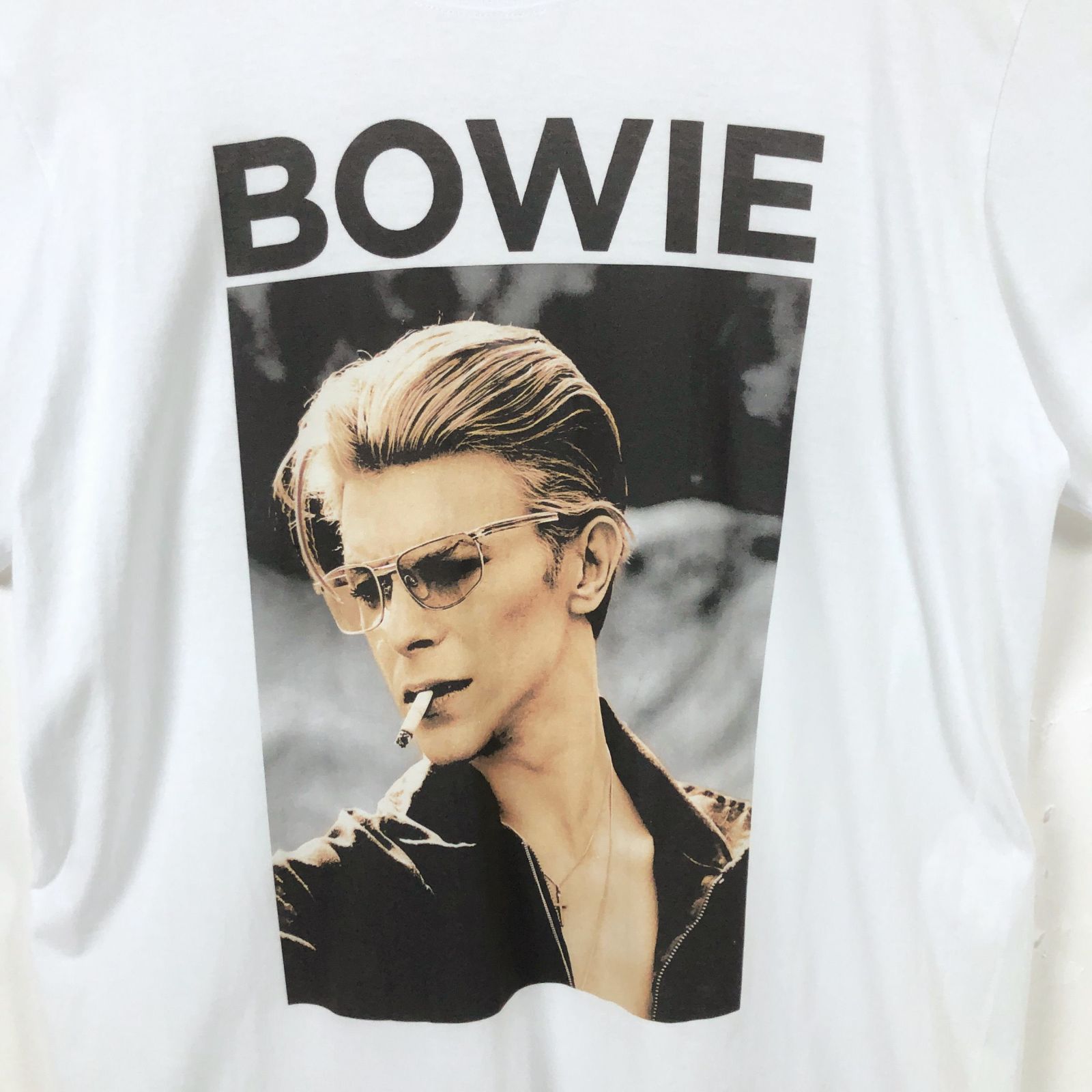 デビッドボウイ DAVID BOWIE Tシャツ フォトプリント 白 XL 古着