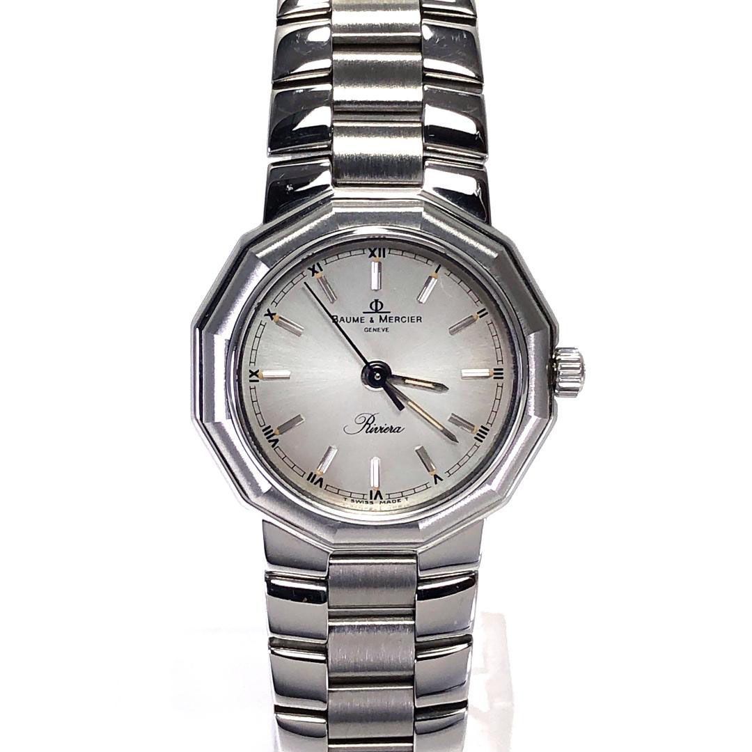 電池交換済 ケース 保証書付 BAUME＆MERCIER ボーム＆メルシエ リビエラ 5231 クォーツ ステンレス シルバー