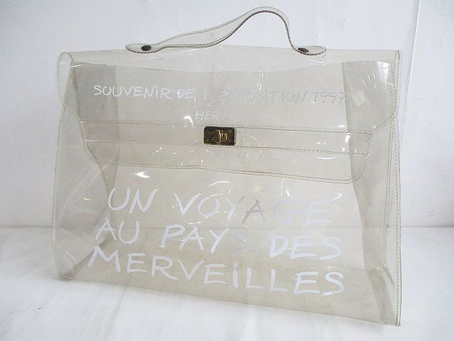 HERMES 透明バッグ エクスポジション1997 HERMES Vinyl Kelly 40 Hand Beach Bag Clear SOUVENIR DE L