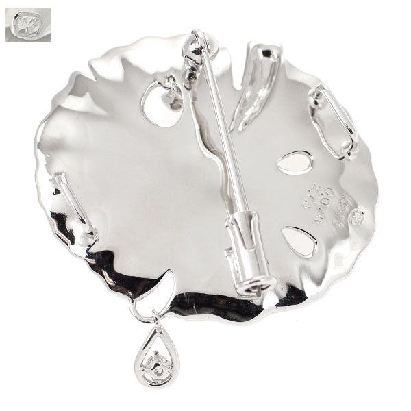 山本真理 K18WG/K14WG グリーン サファイア ダイヤモンド ブローチ兼  