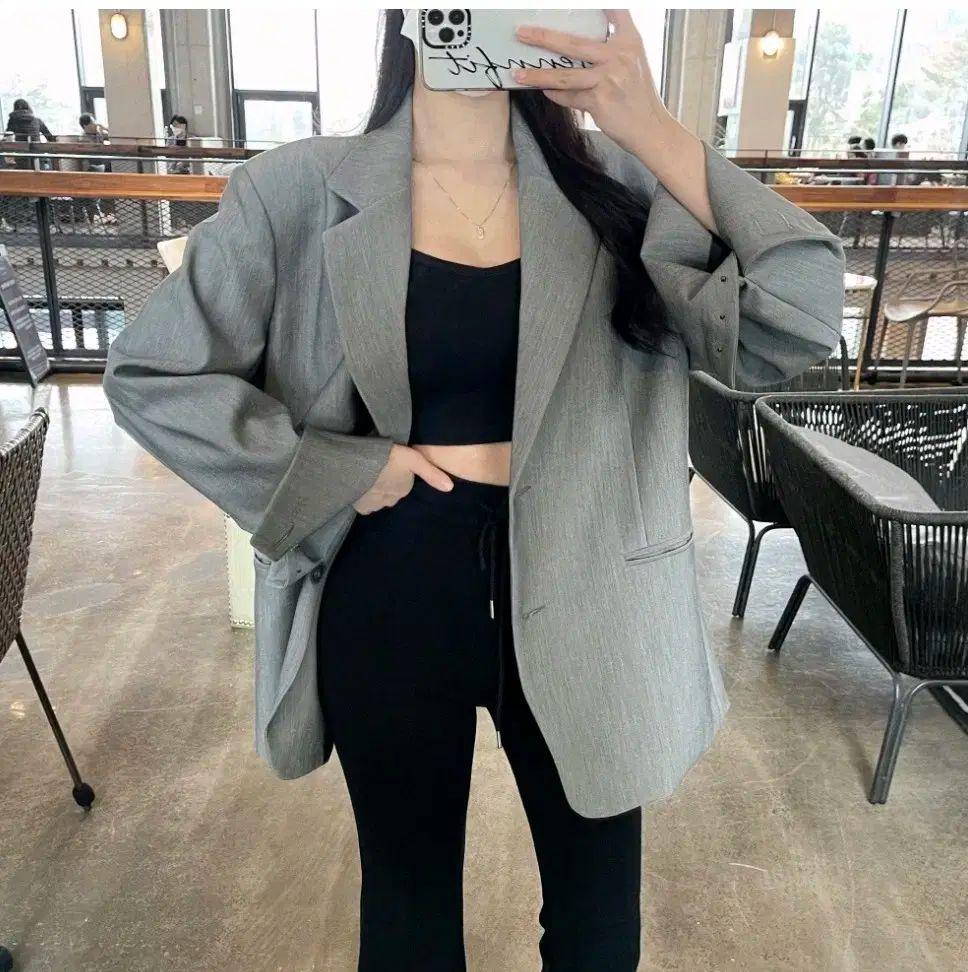 オーバーサイズ ルーズフィット ジャケット グレー