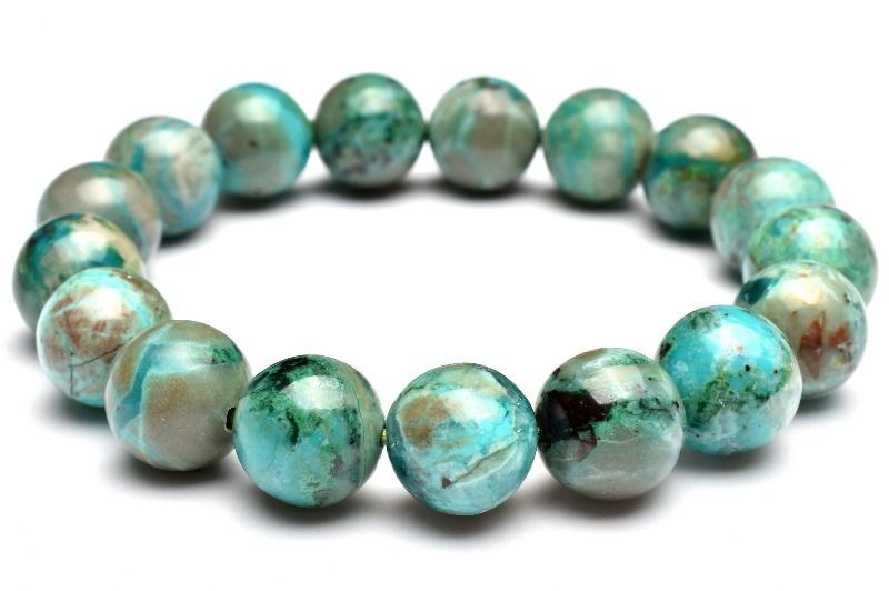 1点物】ペルー産希少マーブル クリソコラシリカ 12mm ブレスレット