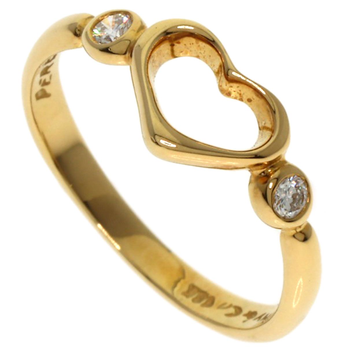 TIFFANY-Co. ティファニー オープンハート 2P ダイヤモンド リング 指輪 K18YG レディース