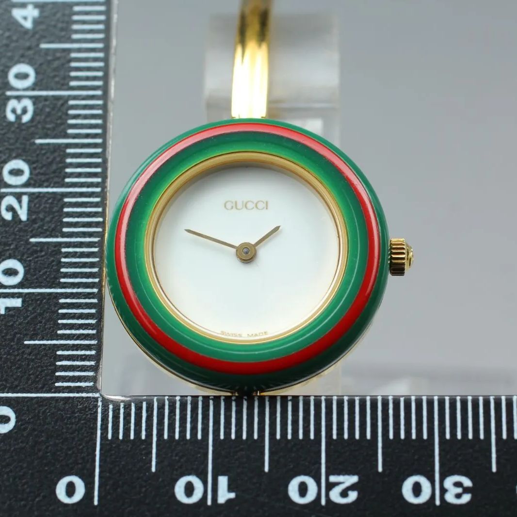 181【美品】GUCCI Change Bezel Sherry Line 11/12.2 White Dial