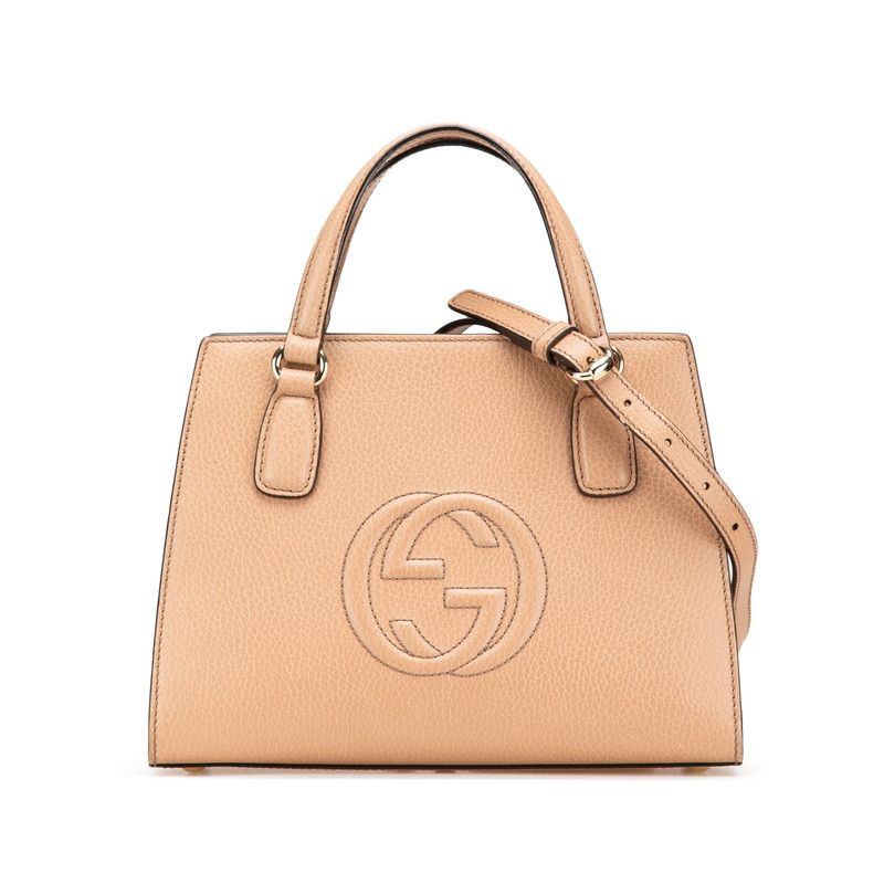 グッチ インターロッキングG ソーホー ハンドバッグ ショルダーバッグ 2WAY 607722 ベージュ レザー レディース GUCCI 222-12021