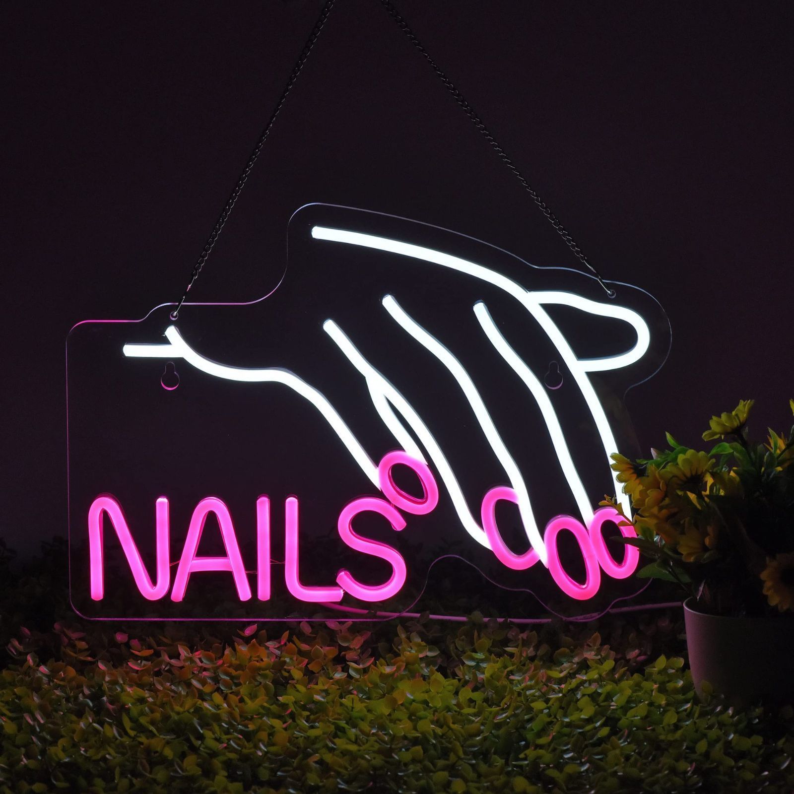 ネオンサイン 壁掛け ネオンイト ネイルサロン Nails 発光サイン ネオン管 壁装飾 おしゃれ LED ネオン看板 部屋 インテリア バー カフェ 車 屋内 販売店 趣味 照明 クリスマス飾り D962