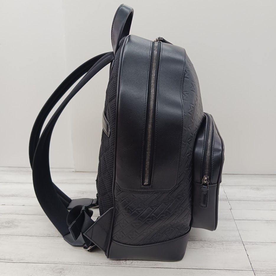 MONTBLANC M gram Black Leather Embossed Logo Backpack モンブラン バックパック ブラック エムグラム レザー