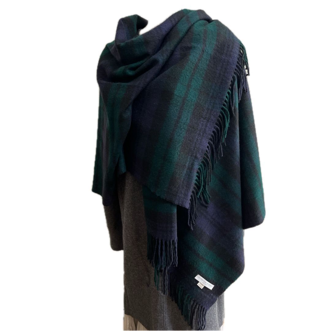 Johnstons of Elgin ジョンストンズ オブ エレガン 大判ストール カシミヤ ブラックスチュアート スコットランド製 MADE IN SCOTLAND