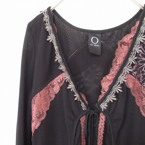 オッズオネスト OZZ ONESTE カットソー カーディガン シースルー 七分丈 レース レディース a965326ss