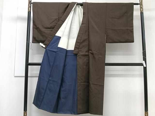 平和屋着物○上質な紬 市松文様 正絹 逸品 CAAX0883vf