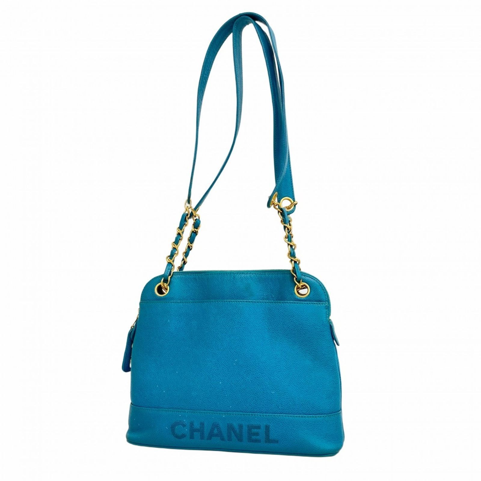 シャネル Chanel シャネル ショルダーバッグ チェーンショルダー キャビアスキン ブルー レディース