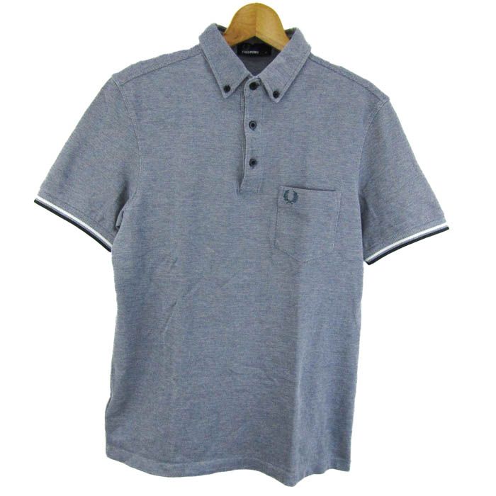 Fred Perry フレッドペリー　グレー ボタンダウン ポロシャツ　半袖 フレッドペリー ポロシャツ 半袖 ボタンダウン トップス メンズ