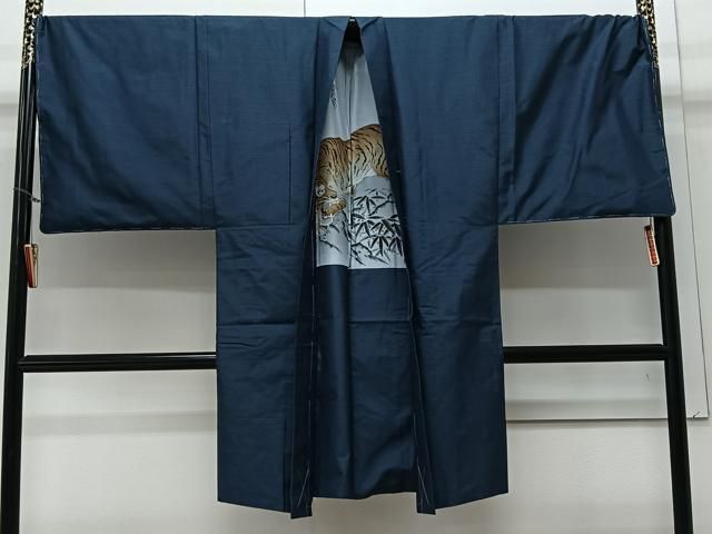 平和屋着物＃男性 長羽織 紬地 吉祥文 キングサイズ 正絹 ♥ CAAV5814id