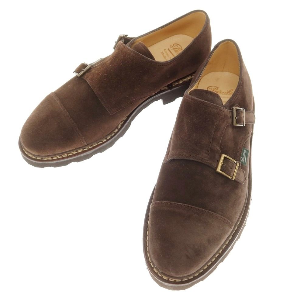 パラブーツ Paraboot WILLIAM スエード ダブルモンク ドレスシューズ ブラウン サイズ7 1|2 メンズ