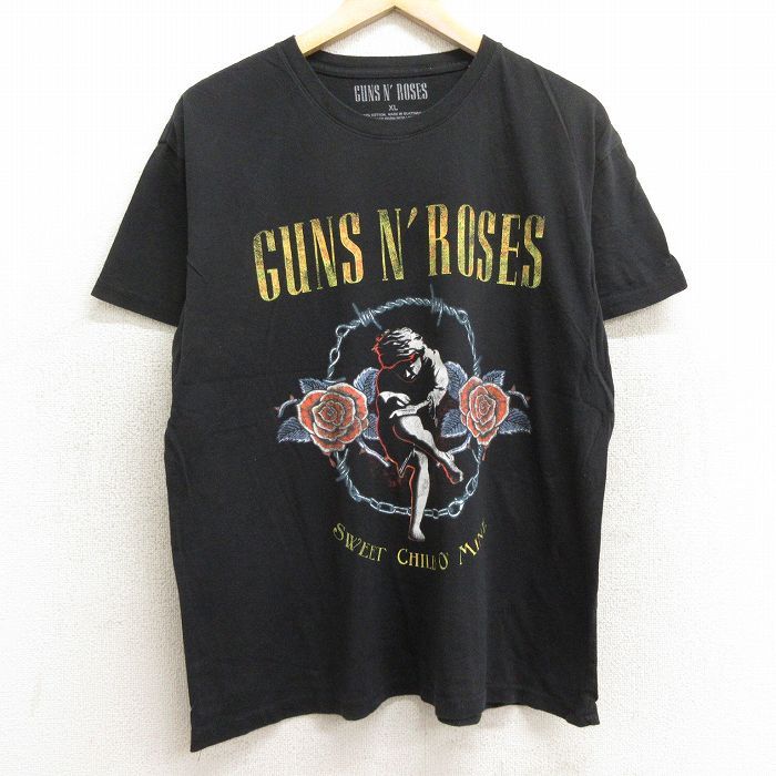 XL/古着 半袖 ロック バンド Tシャツ メンズ ガンズアンドローゼズ コットン クルーネック 黒 ブラック 24jul09 中古