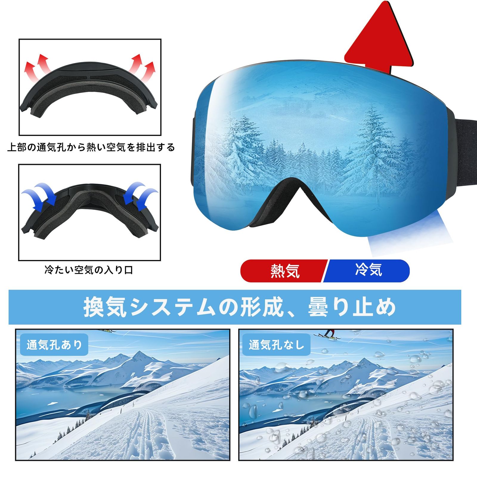 スキーゴーグル ヘルメット対応