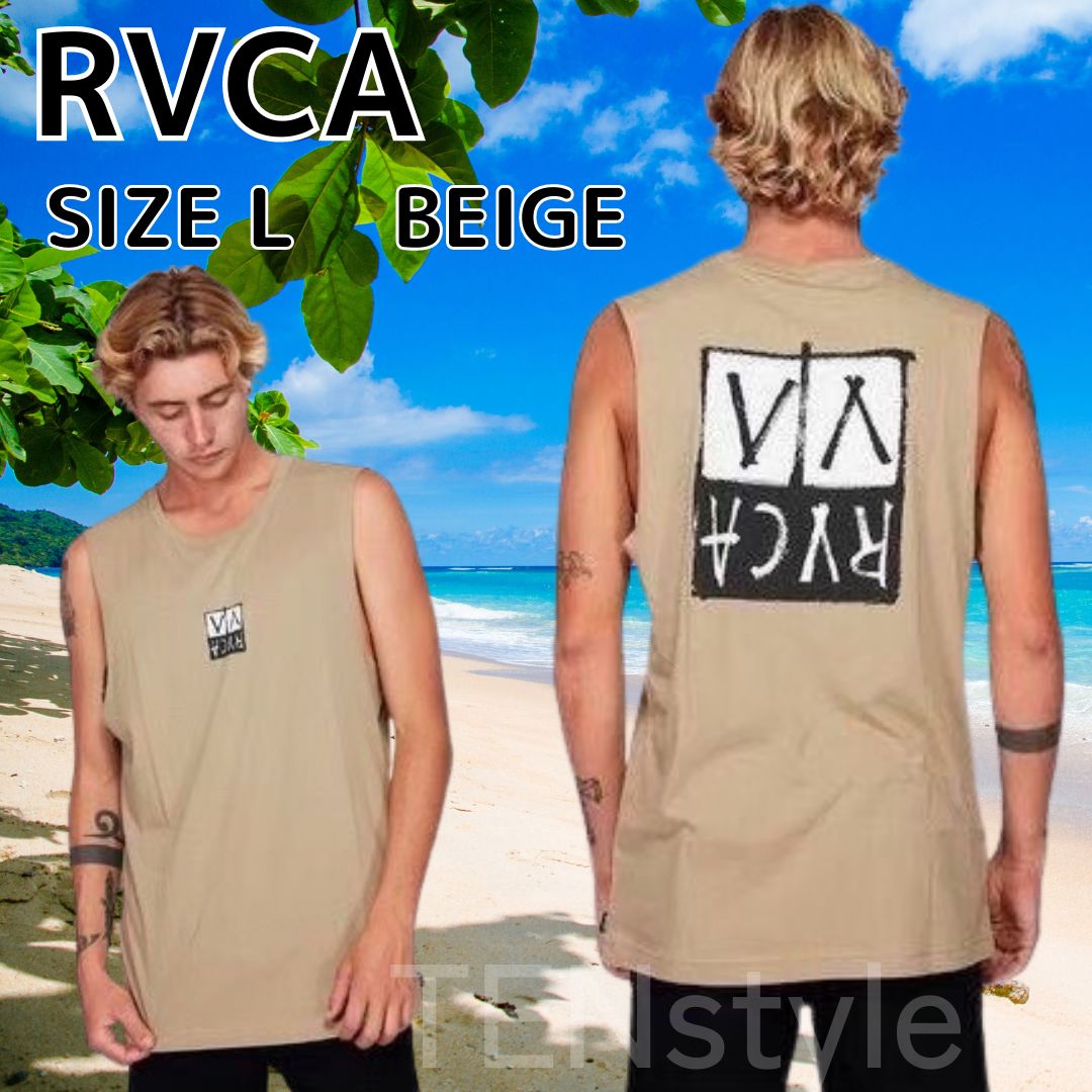 新品未使用】RVCA（ルーカ）ロゴ タンクトップ ベージュ メンズ L