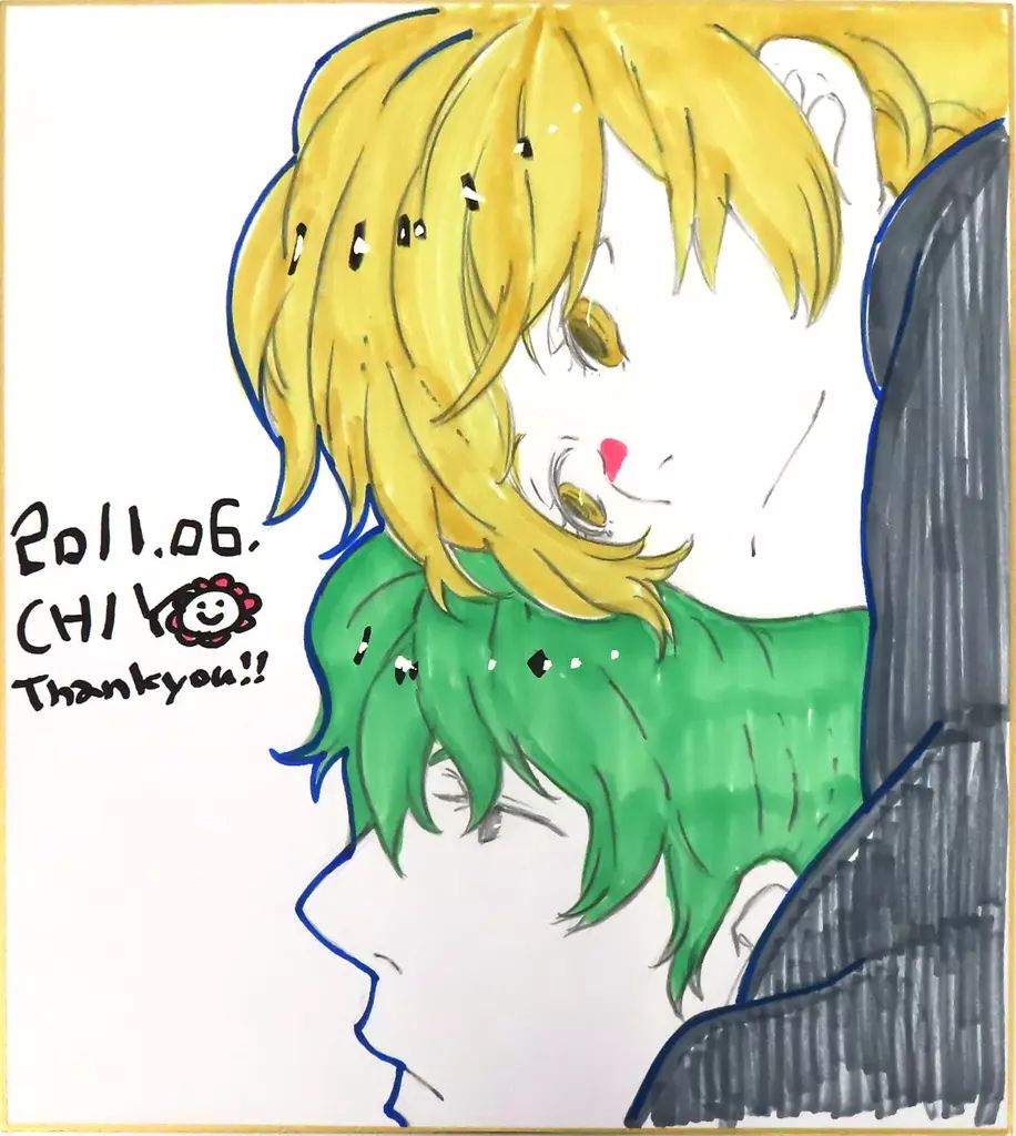 紙製品 チヨイラスト 色紙 オリジナルBLアンソロジー adoucir アドゥシール 発行記念プレゼント 当選品