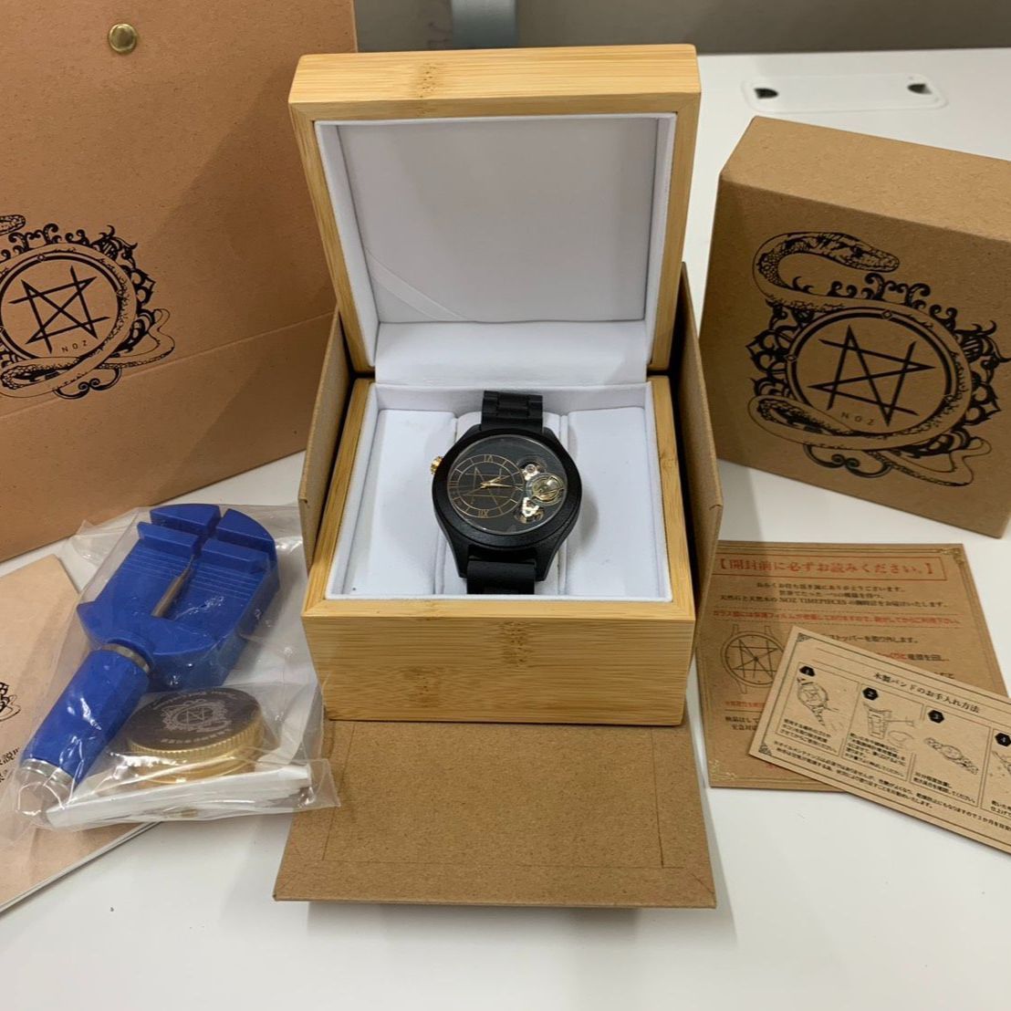 新品未使用 NOZ ノズ メテオライトブラック 45mm 自動巻き 腕時計 NOZ メテオライト ブラック オートマティック 腕時計 隕石文字盤