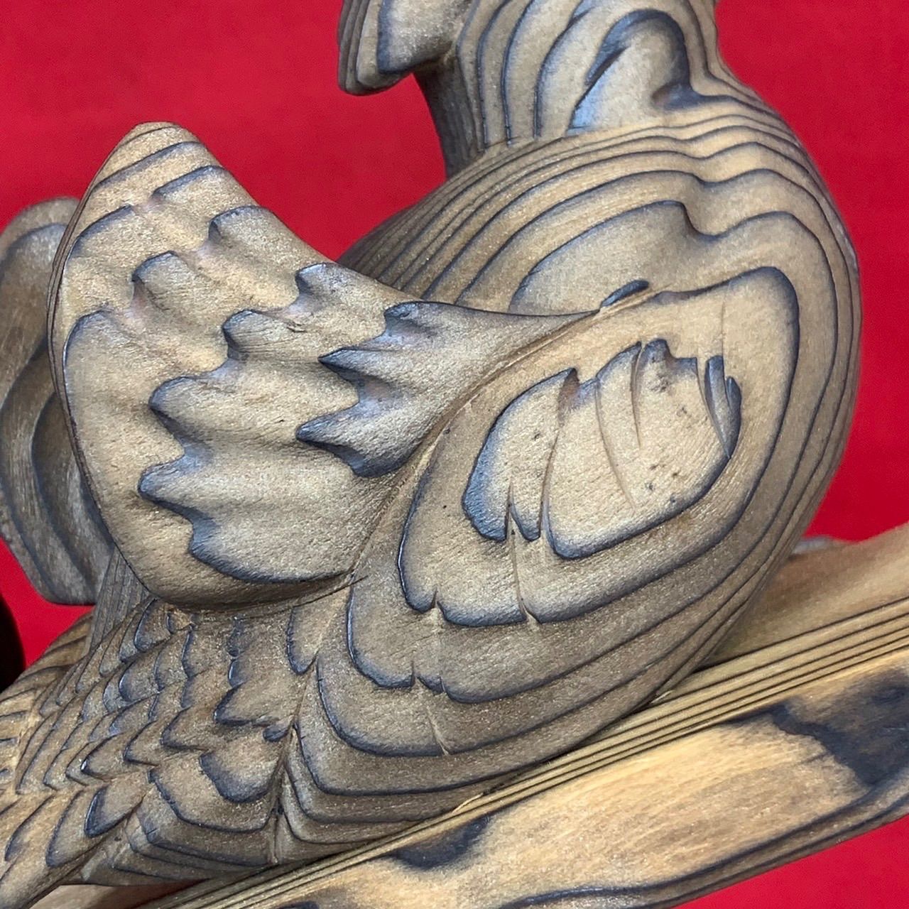 希少 神代杉 趣味の木彫工芸品 おしどり 鳥 置物 民芸品 木彫り