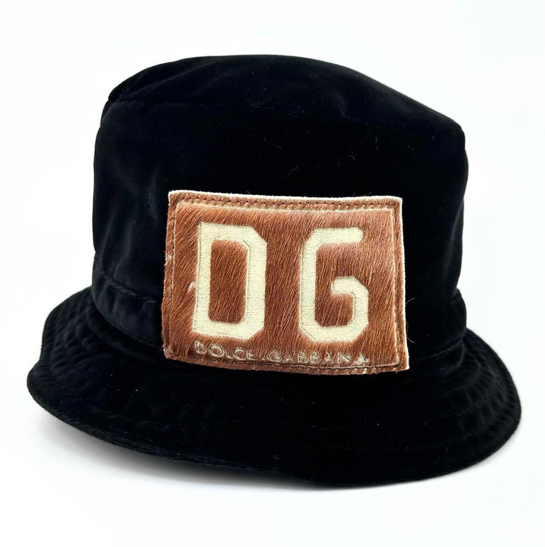 ドルチェ\u0026ガッバーナ ドルガバ ベレー帽 59㎝ クリスタル 黒 グリーン