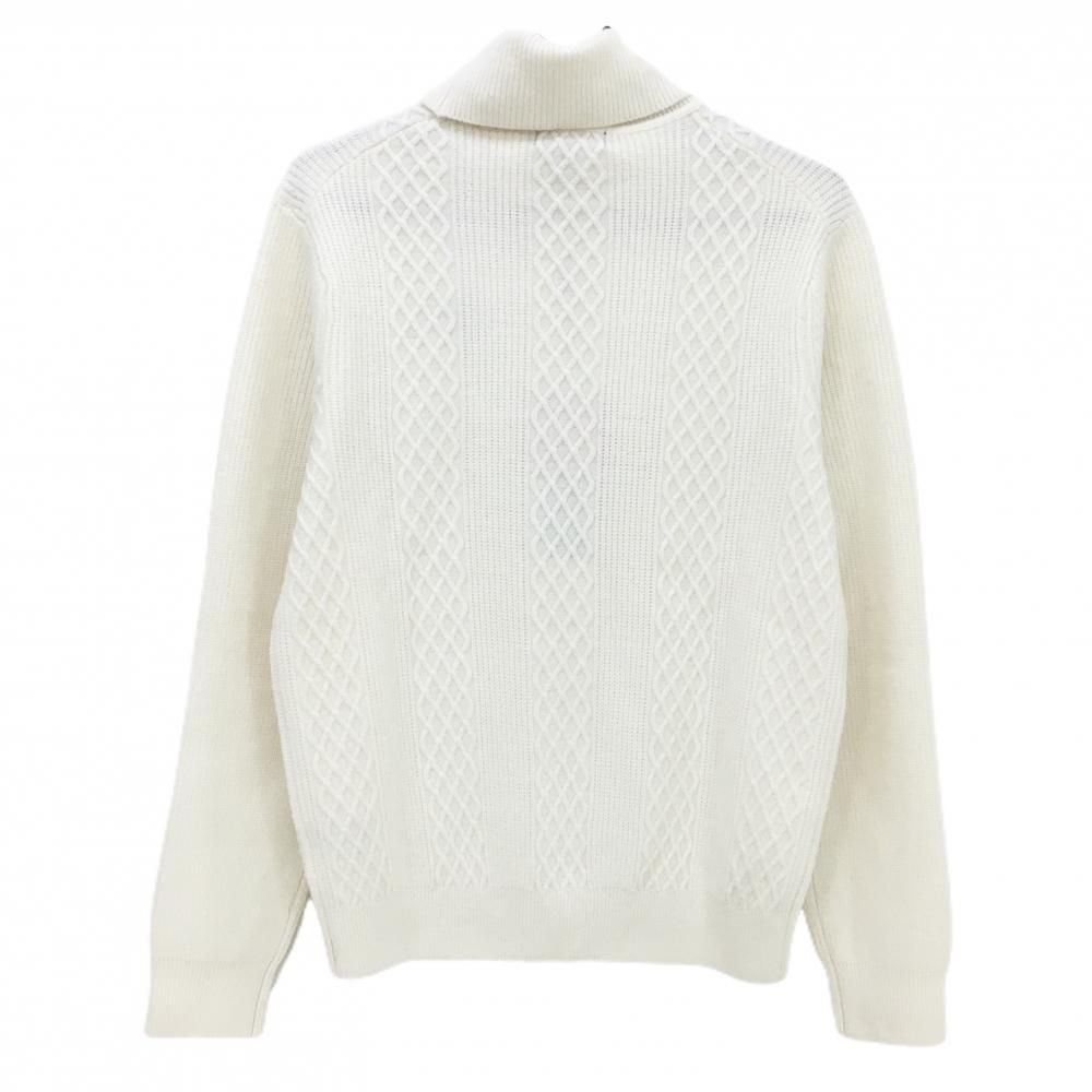 キャロウェイ タートルネックセーター 白 ロゴ黒 3℃ ウール混 ニット メンズ L ゴルフウェア Callaway