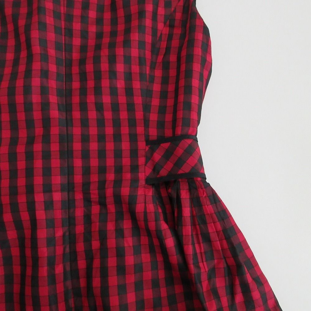 美品　Rene　ルネ　ノースリーブワンピース　ギンガムチェック　ビジュー付　36 美品 Rene ルネ ノースリーブワンピース ギンガムチェック ビジュー付