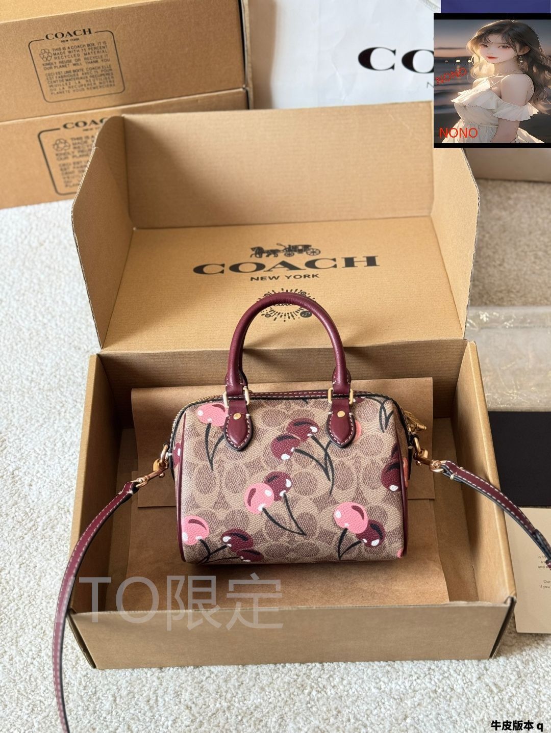 今日特価】Coach Teri チェリー & ストロベリープリント 斜め