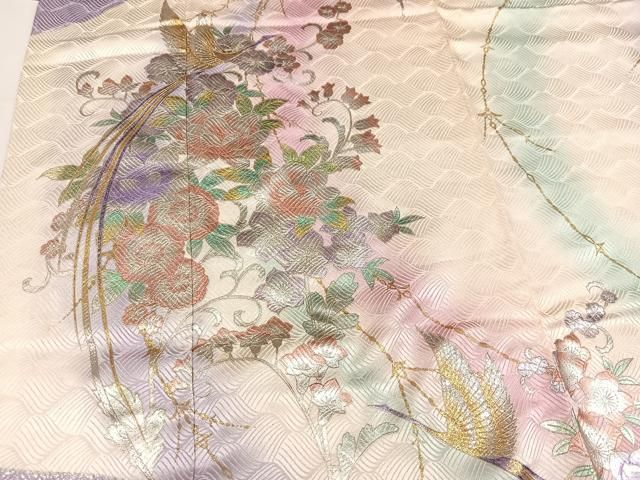 豪華　花鳥文　ぼかし　金銀彩　ラメ　逸品　フルセット　振袖　振り袖 平和屋着物□豪華振袖 花鳥文 暈し染め 金銀彩 正絹 逸品