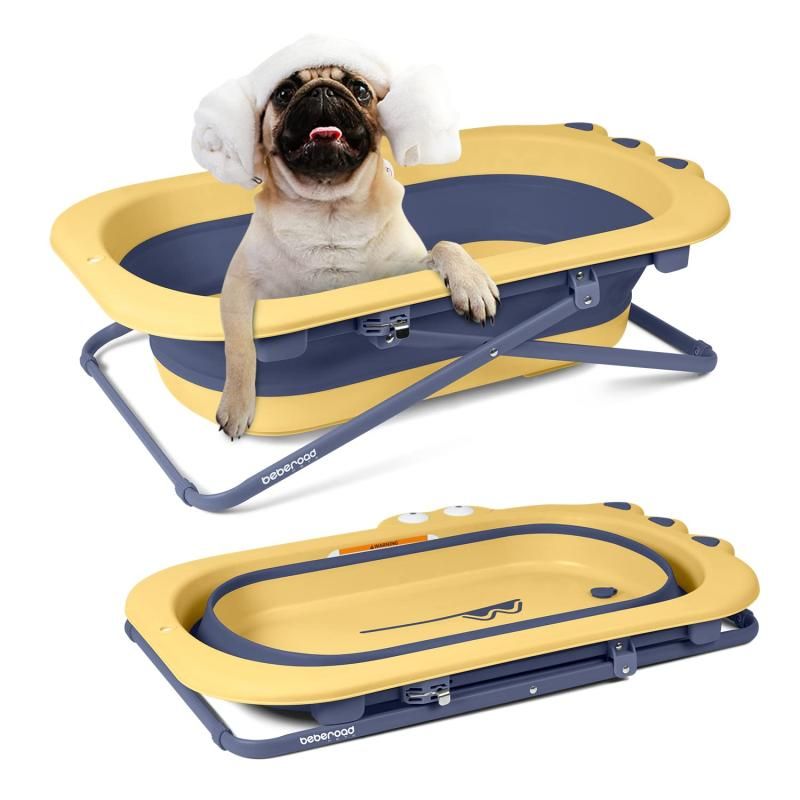 BEBEROAD PETS 犬 バスタブ ペット用バスタブ 折りたたみ スタンド付き 猫犬浴槽 猫犬お風呂用 折りたたみたらい 持ち運び 内外に適用 多機能 排水プラグが付く 耐荷重 約 28KG