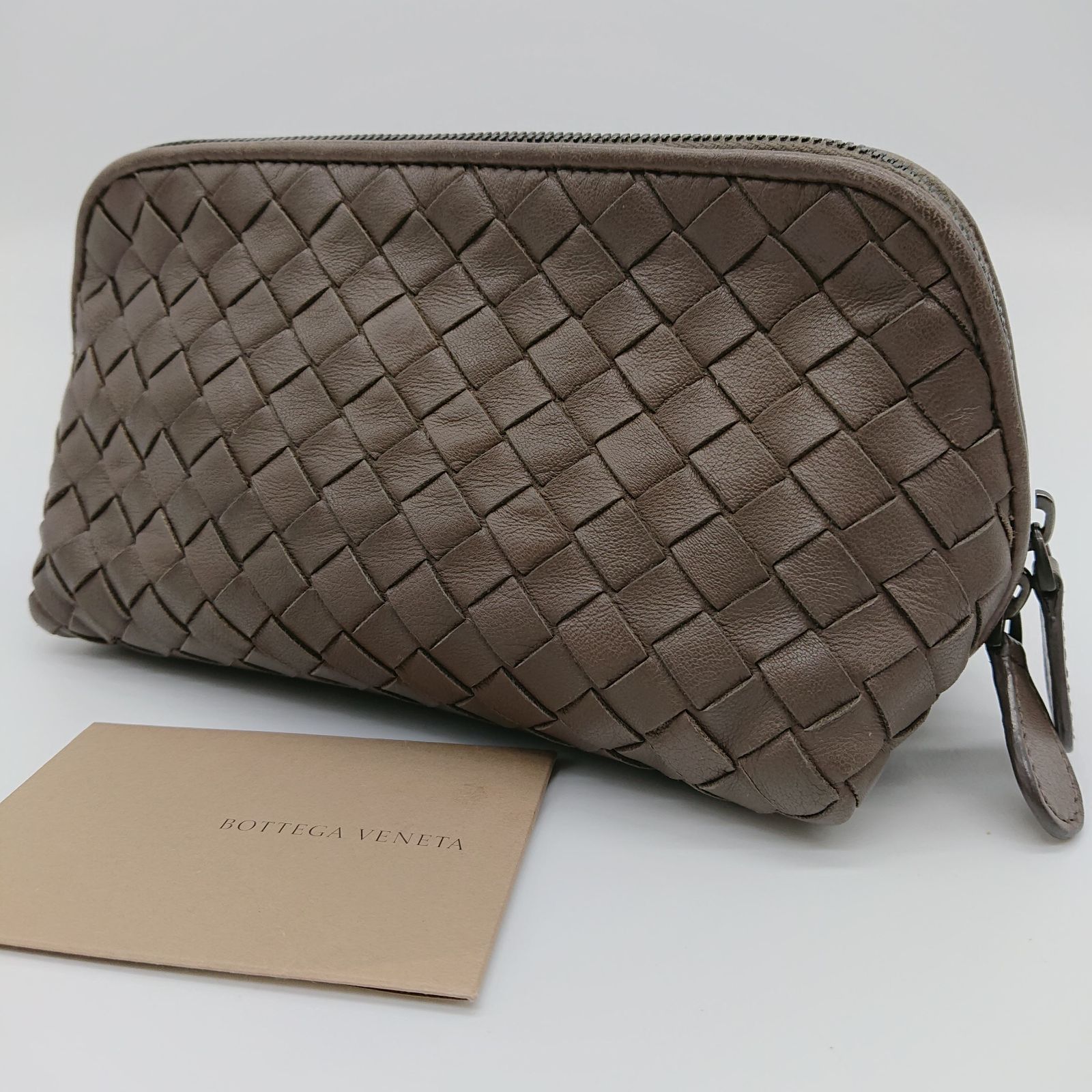 Bottega Veneta ボッテガヴェネタ ポーチ イントレチャート ブラウン レディース 小物入れ コスメポーチ