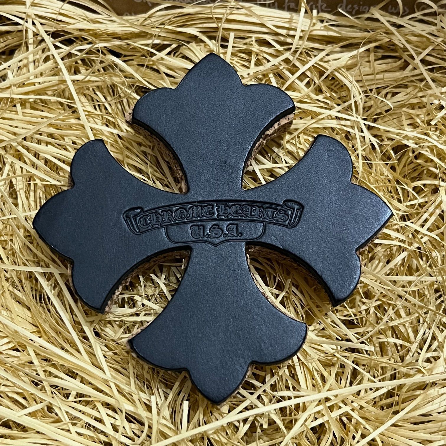 CHROME HEARTS レザー コースター 未使用品 新品 CHROME HEARTS クロムハーツ コースター レザー ノベルティ