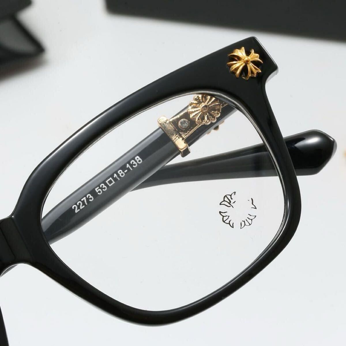 伊達メガネ サングラス 黒縁 太縁 ウェリントン スクエア ブラック