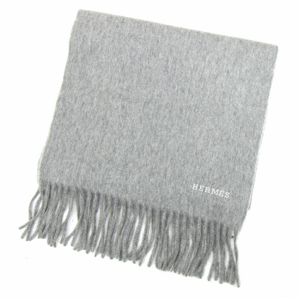 中古】エルメス ドオルオ カシミヤ グレー マフラー 
