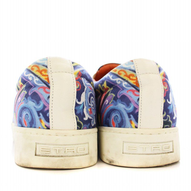 国内発送 ETRO スリッポン 42 エトロ ETRO スリッポン 総柄 スニーカー 42 青 ブルー /☆G