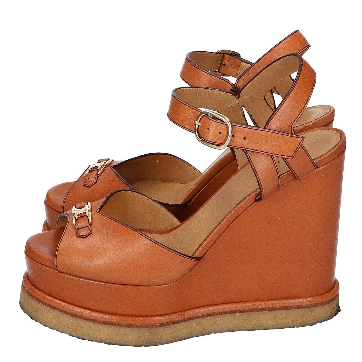 CELINE セリーヌ ブラウン トリオンフ ウェッジソール サンダル 37  