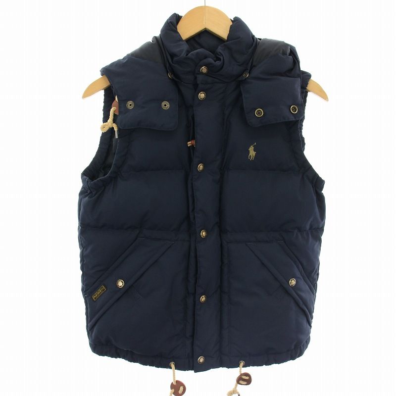 PORO RALPH LAUREN ダウンベスト ネイビー フード付き XS