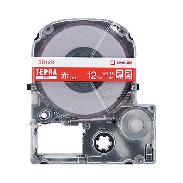 （まとめ） キングジム テプラ PRO テープカートリッジ ビビッド 12mm 赤／白文字 SD12R 1個 