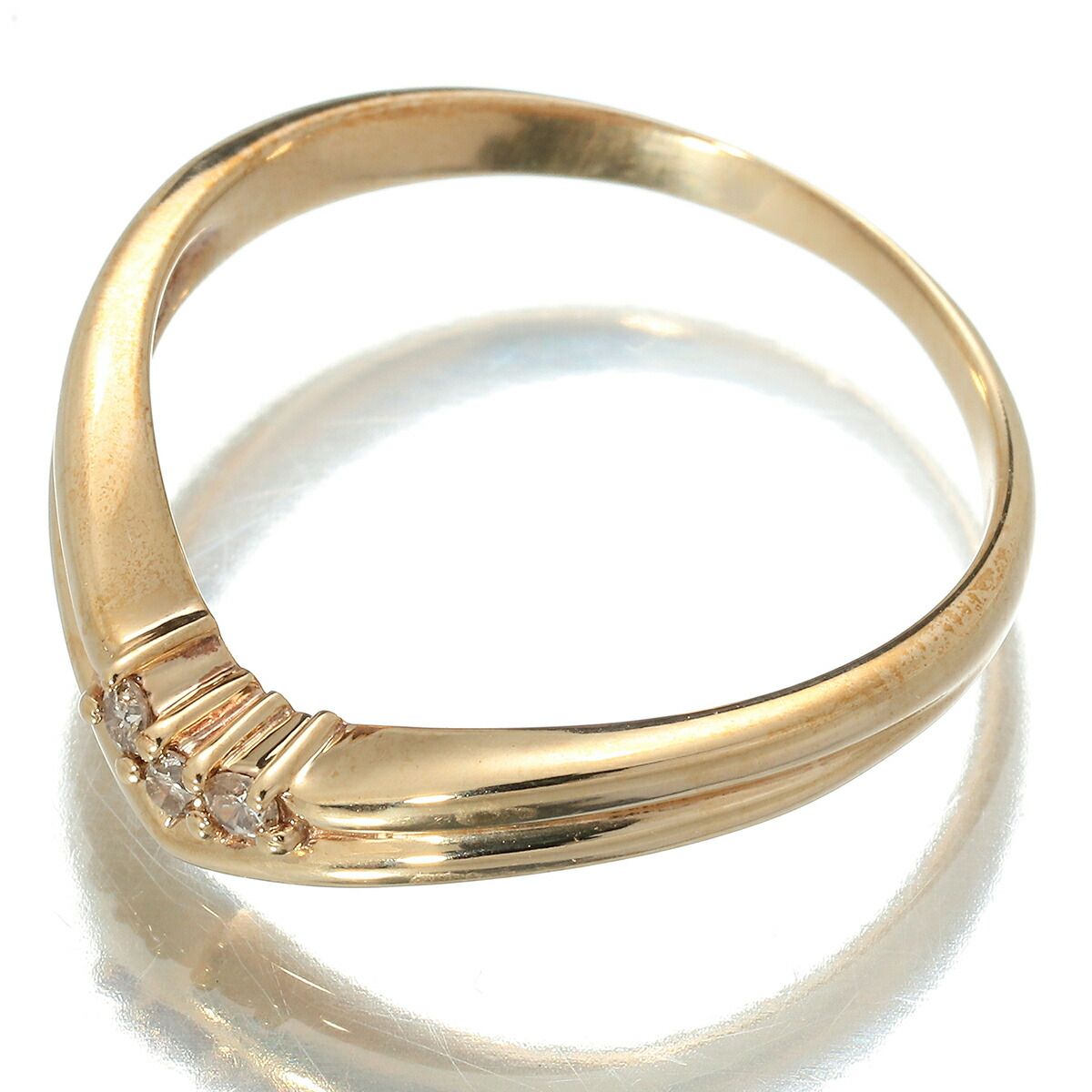 ジュエリーマキ V字リング 指輪 ダイヤモンド K9 12号 MAKI 中古