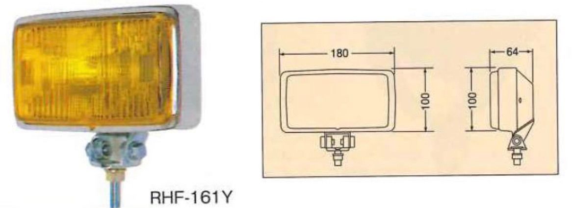 角型ハロゲンフォグランプ 黄 イエロー　RHF-161Y ２個セット　カバー付き　白/黒 角型フォグランプ コイト 小糸 KOITO　デコトラ　レトロ　トラックショップASC