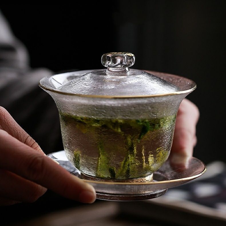 永楽　茶碗　ふた付き オーダー】蓋つき冷茶椀 蓋、冷茶グラス、受け皿 | glass.saori