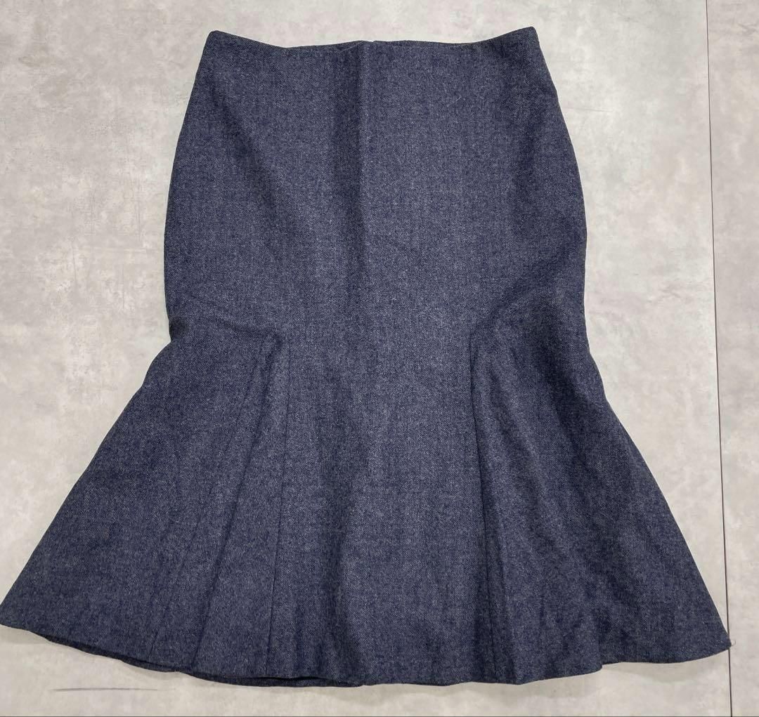 ALEXANDER McQUEEN アレキサンダーマックイーン ペプラムスカート ウール フリル マーメイド 38 ネイビー イタリア製