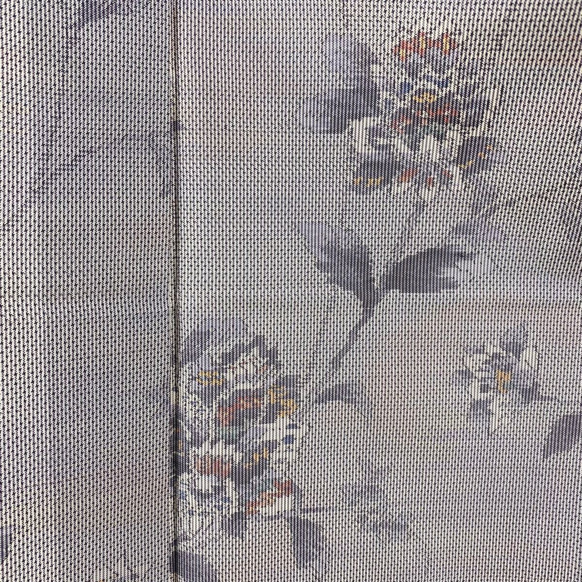 大島紬 身丈162.5cm 裄丈64.5cm M 単衣 都喜ヱ門 証紙 草花 薄紫 正絹  