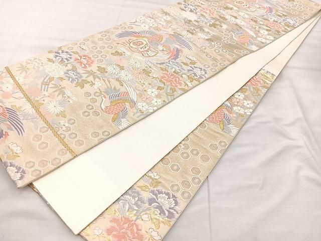 平和屋着物◎六通柄袋帯 唐織 九百錦24K金箔 しょう美 鼓花鳥文