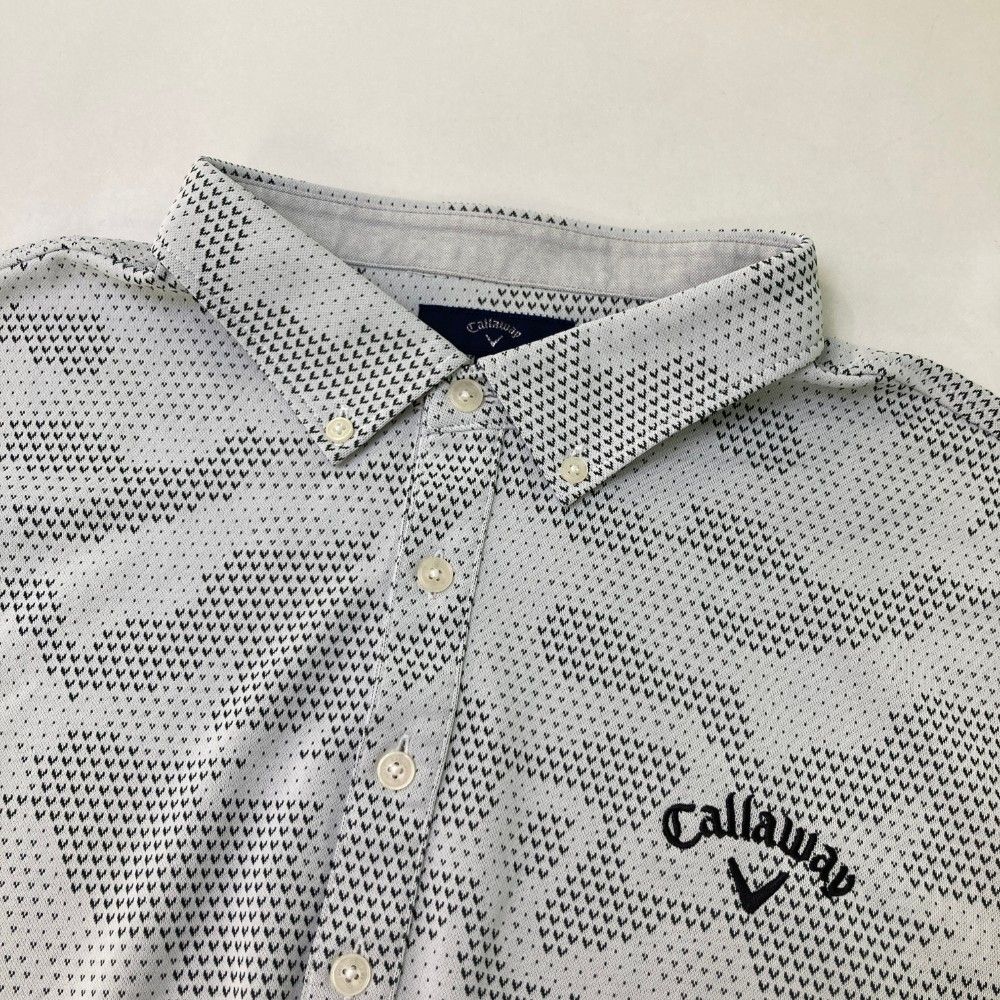 サイズ：3L CALLAWAY キャロウェイ  半袖ポロシャツ ロゴ刺繍 総柄 グレー系 [240101425325] ゴルフウェア メンズ ストスト Callaway 【超美品】キャロウェイ 半袖ポロシャツ 黒×グレー 総