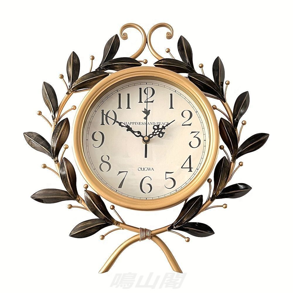 掛け時計 オリーブの枝 鉄時計 柱時計 ウォール クロック ナチュラル 時計 静音 無騒音 デザイン 壁飾り 白文字盤 おしゃれ インテリア スイープムーブメント モダン 欧米 創意 ファッション シック 個性 リビング 玄関
