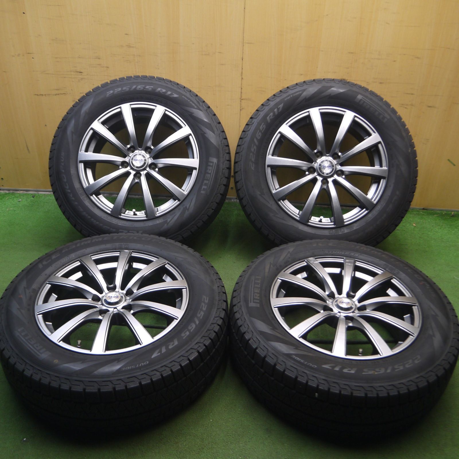 *送料無料* バリ溝！21年！キレイ！8.5分スタッドレス 225/65R17 ピレリ アイスアシンメトリコ プラス ZACK JP-110 ザック PCD114.3/5H4060710Hス