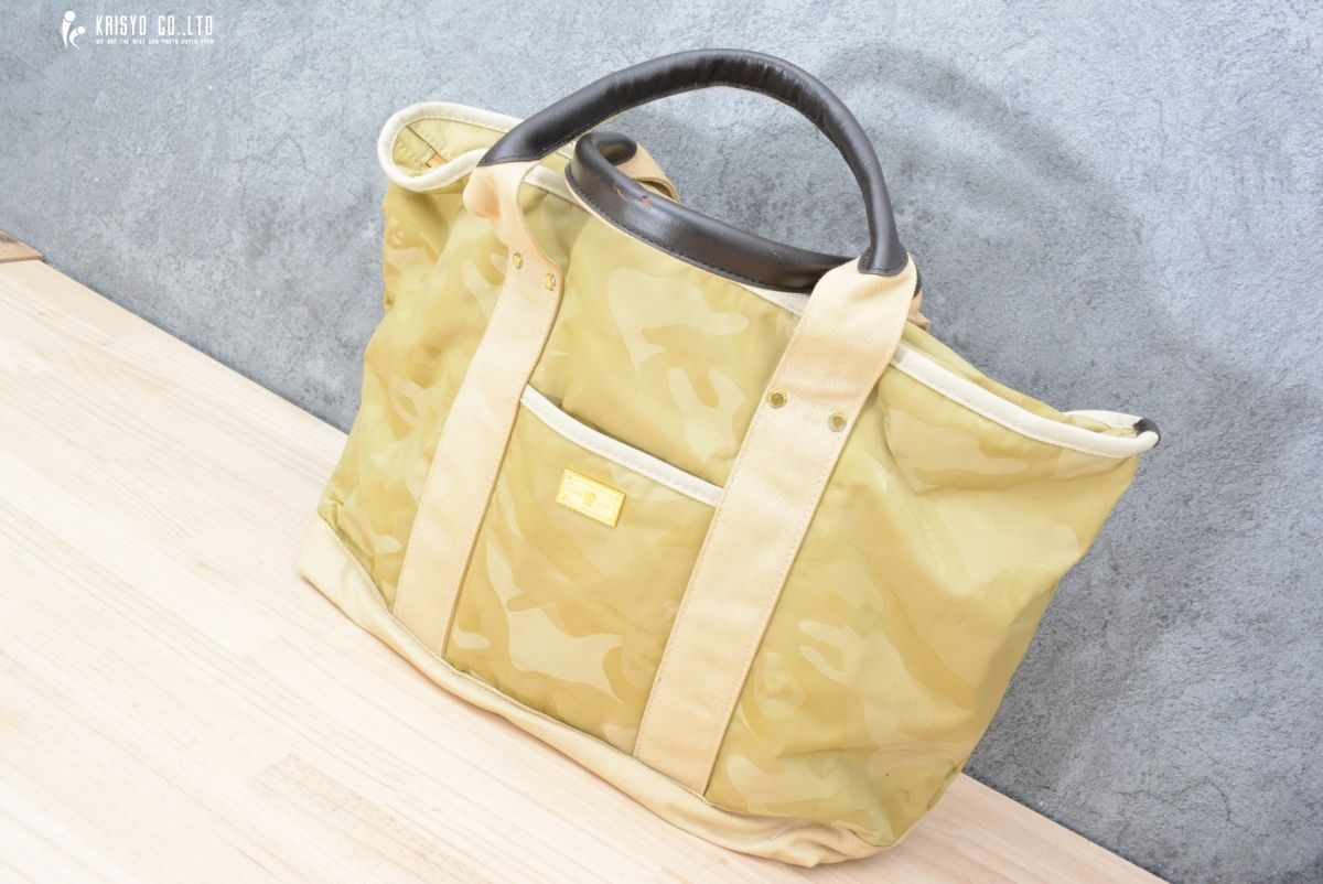 ラウンド必需品 マークアンドロナ MARK - LONA ジャガード トートバッグ カモフラ柄 ベージュ ロッカーバッグ ゴルフバッグ