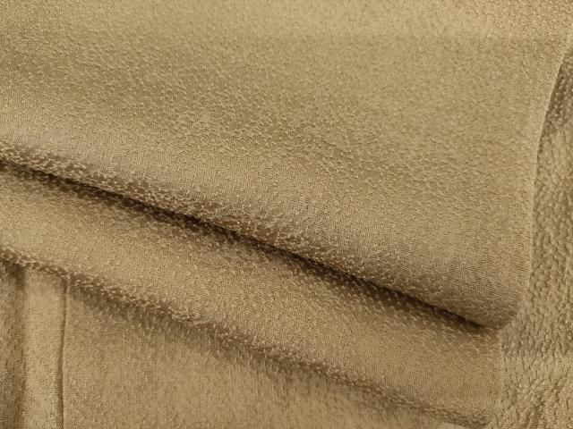 平和屋着物●上質な色無地 霞地紋 朽葉色 正絹 AABB7893ck