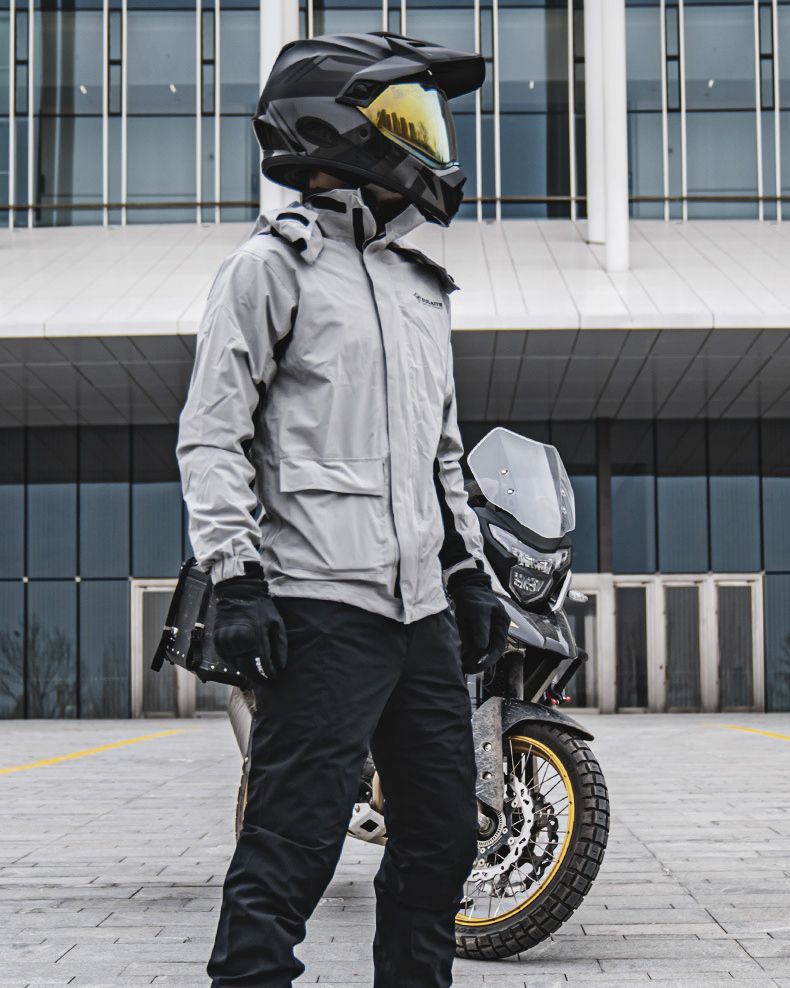 ライダースーツ バイクウエア 防水 速乾 レインスーツ ジャケット 夜間反射 ipx4防水10000mm 通気 防風服 帽子着脱 春夏秋 バイクスーツ フード付き